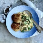 Færøske havtaskekæber med cremet pasta, opskrift