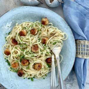 Pasta med færøske kammuslinger