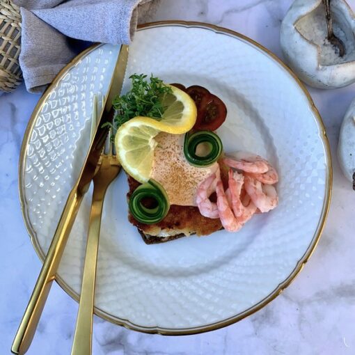 smørrebrød med smørstegt paneret kuller
