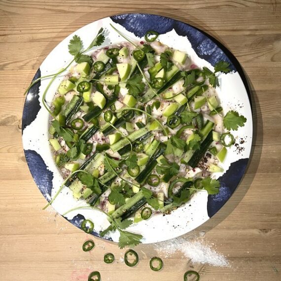 Grøn ceviche med færøske havtaskekæber